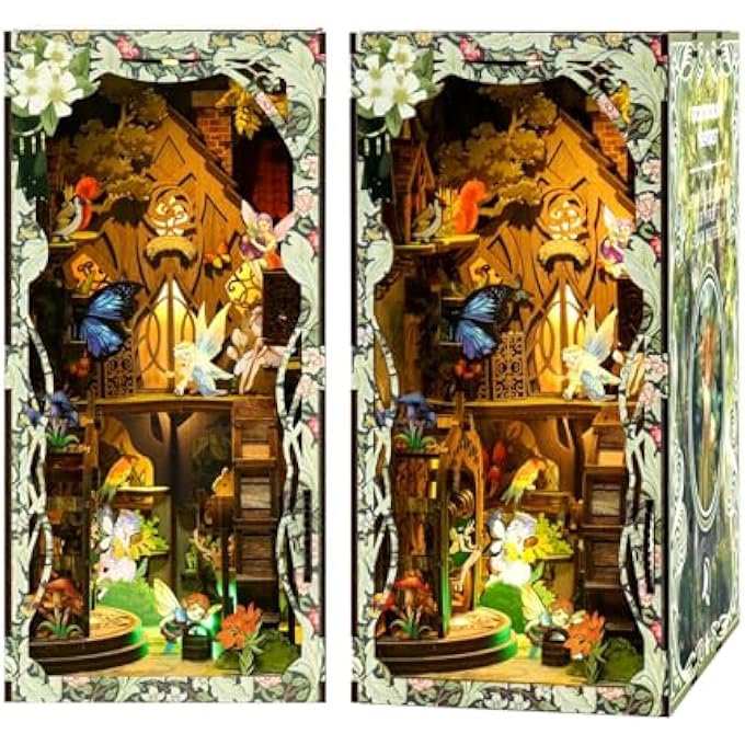 DIY 3D WOODEN BOOK NOOK KIT,MINIATURE FOREST HOUSE PUZZLE FOR ADULTS, BOOKSHELF INSERT DECOR, UNIQUE HANDMADE GIFT FOR BOOK LOVERS IN SECRET WORLD THEME - Image 1